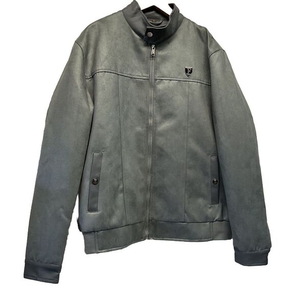 F Collections Size 2XL Men's Luxury Italian Leather Suede Gray  Jacket , NWT - Picture 1 of 10